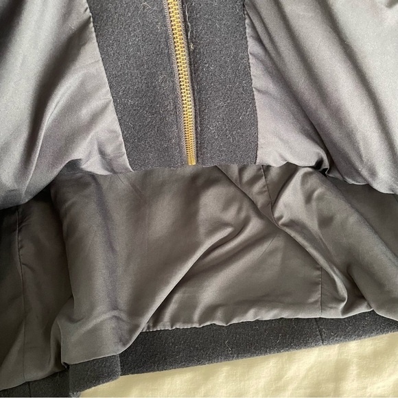 J Crew SZ 24 Village Coat Full Zip Wool Blend Pockets Mock Neck navy blue women - Picture 4 of 10